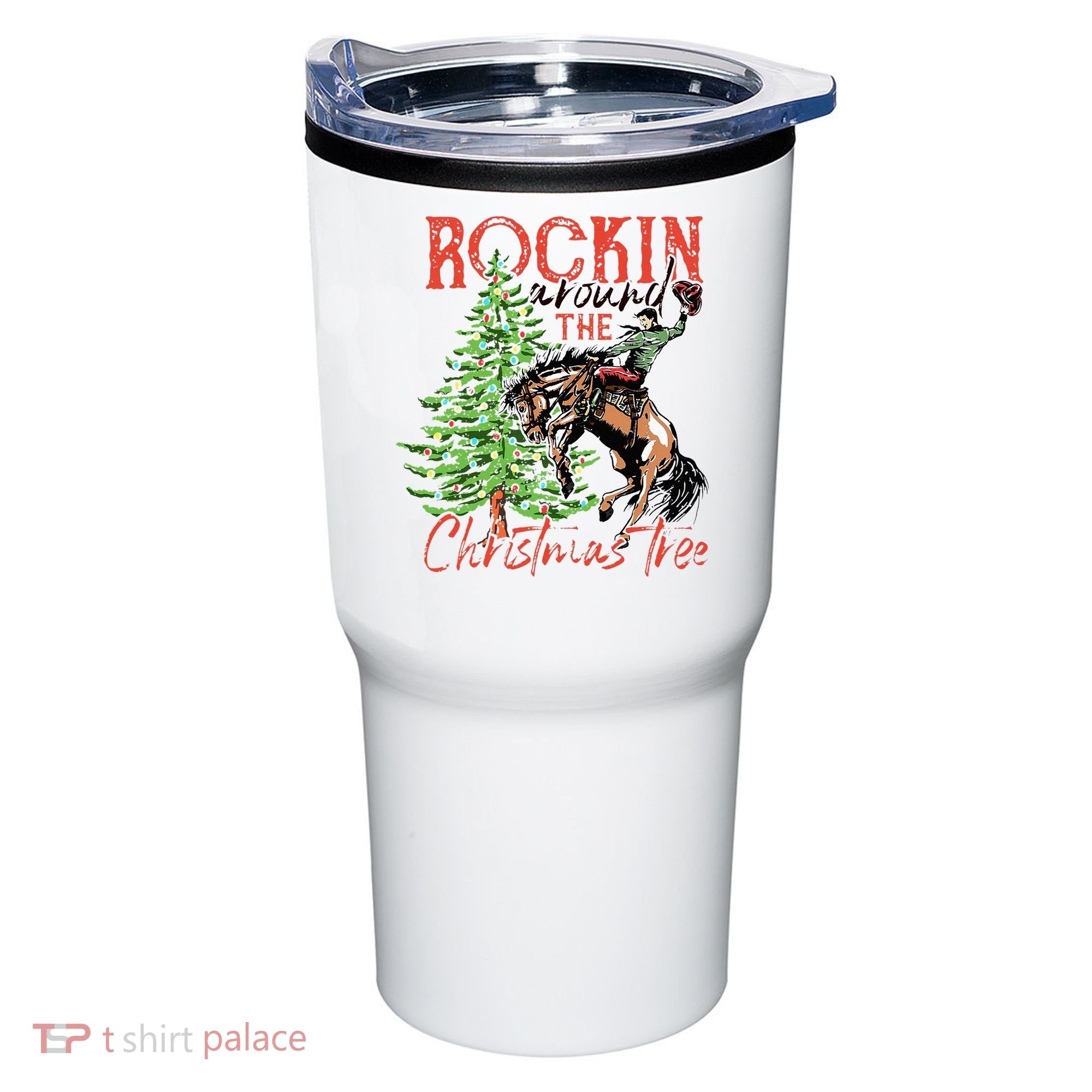 Hilarious Cowboy Rocking Christmas Tree Western Decor Tumbler