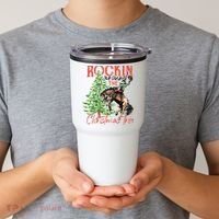 Hilarious Cowboy Rocking Christmas Tree Western Decor Tumbler thumb 2