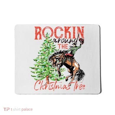 Hilarious Cowboy Rocking Christmas Tree Western Decor Mousepad