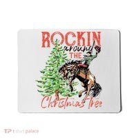 Hilarious Cowboy Rocking Christmas Tree Western Decor Mousepad thumb 0