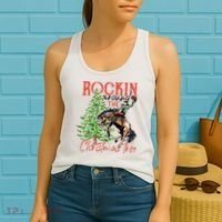 Hilarious Cowboy Rocking Christmas Tree Western Decor Women's Tank Top thumb 2