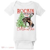 Hilarious Cowboy Rocking Christmas Tree Western Decor Baby Bodysuit thumb 0