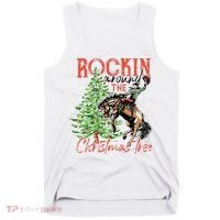 Hilarious Cowboy Rocking Christmas Tree Western Decor Tank Top thumb 0