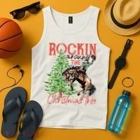 Hilarious Cowboy Rocking Christmas Tree Western Decor Tank Top thumb 4