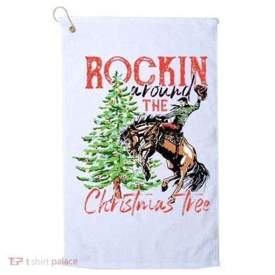 Hilarious Cowboy Rocking Christmas Tree Western Decor Golf Towel