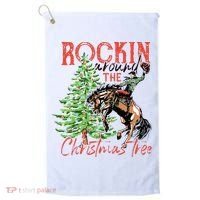 Hilarious Cowboy Rocking Christmas Tree Western Decor Golf Towel thumb 0