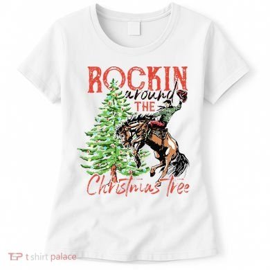 Hilarious Cowboy Rocking Christmas Tree Western Decor Women's T-Shirt