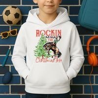 Hilarious Cowboy Rocking Christmas Tree Western Decor Kids Hoodie thumb 2