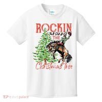 Hilarious Cowboy Rocking Christmas Tree Western Decor Kids T-Shirt thumb 0