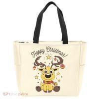 Happy Christmas Reindeer Holiday Tote Bag thumb 0