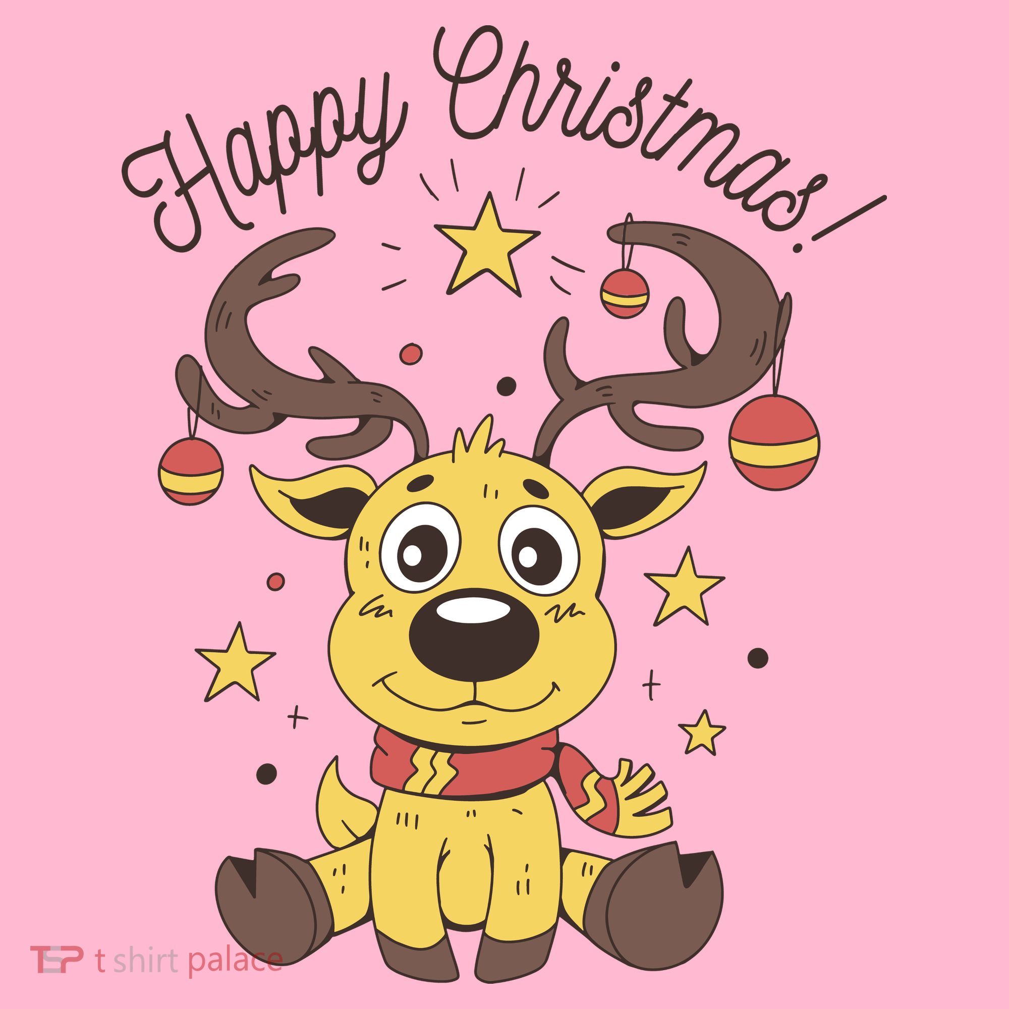 Happy Christmas Reindeer Holiday Coaster