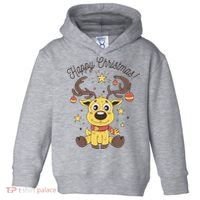 Happy Christmas Reindeer Holiday Toddler Hoodie thumb 0
