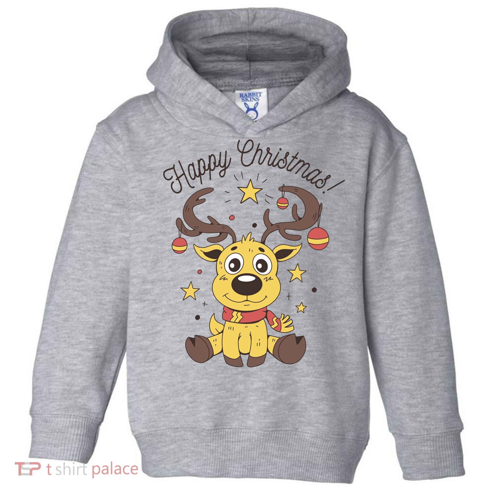 Happy Christmas Reindeer Holiday Toddler Hoodie