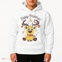 Happy Christmas Reindeer Holiday Hoodie thumb 2