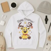 Happy Christmas Reindeer Holiday Hoodie thumb 3