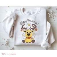 Happy Christmas Reindeer Holiday Sweatshirt thumb 2
