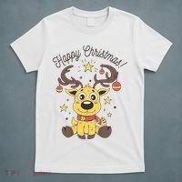 Happy Christmas Reindeer Holiday T-Shirt thumb 5
