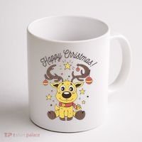 Happy Christmas Reindeer Holiday Coffee Mug thumb 1