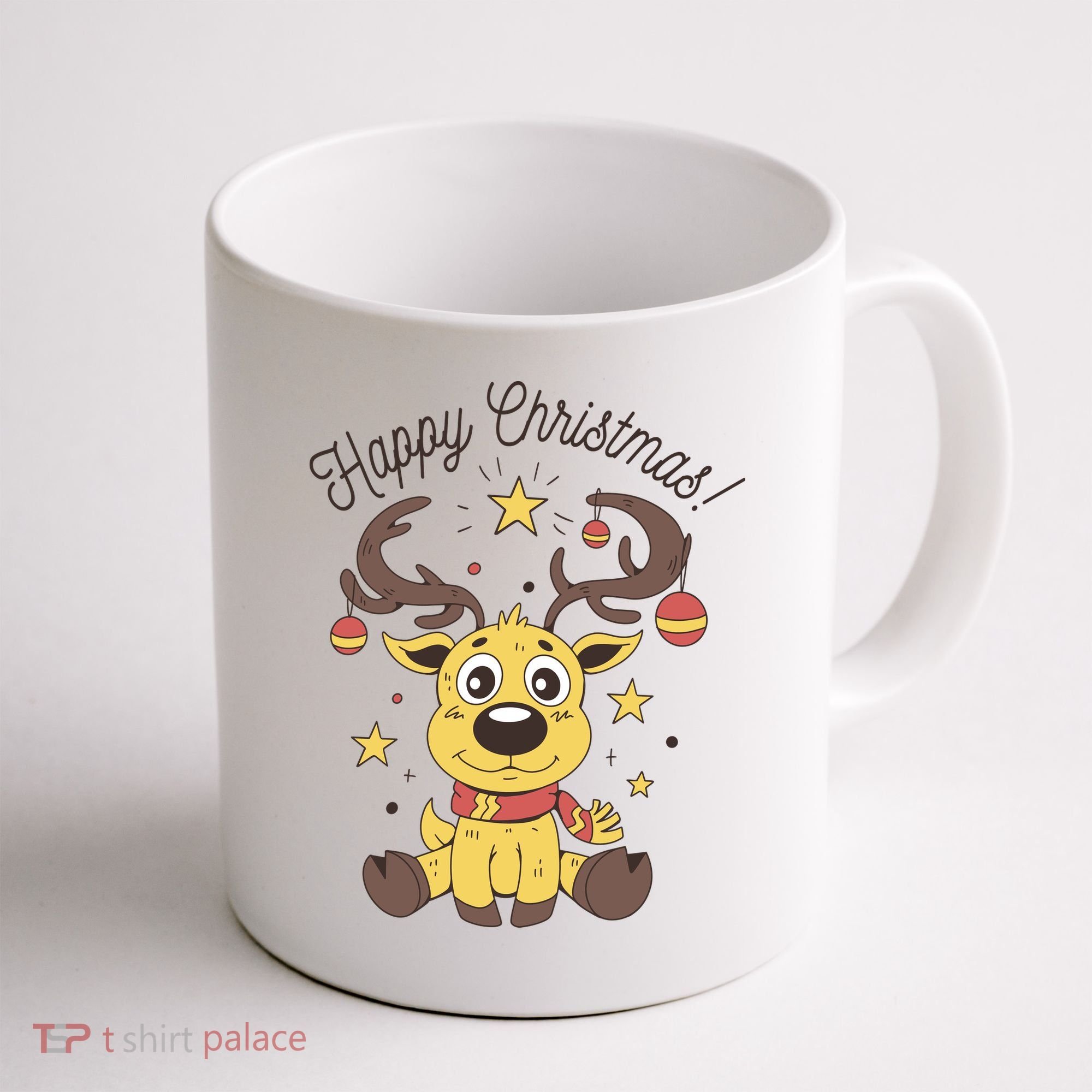 Happy Christmas Reindeer Holiday Coffee Mug