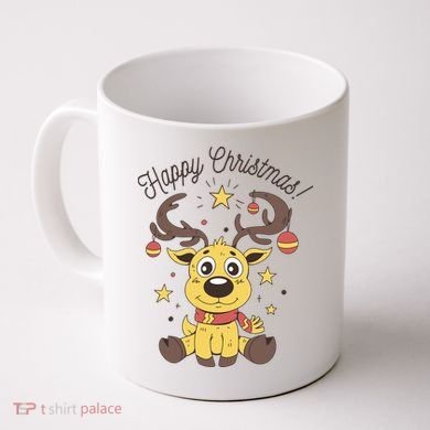 Happy Christmas Reindeer Holiday Coffee Mug