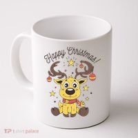 Happy Christmas Reindeer Holiday Coffee Mug thumb 0