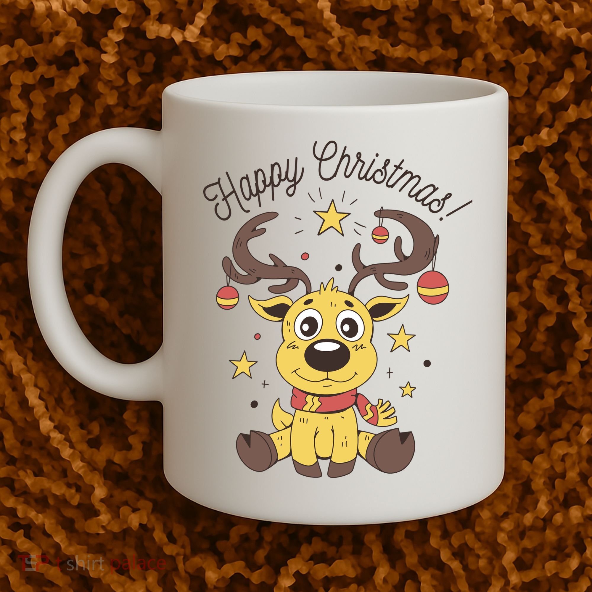Happy Christmas Reindeer Holiday Coffee Mug