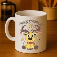 Happy Christmas Reindeer Holiday Coffee Mug thumb 4