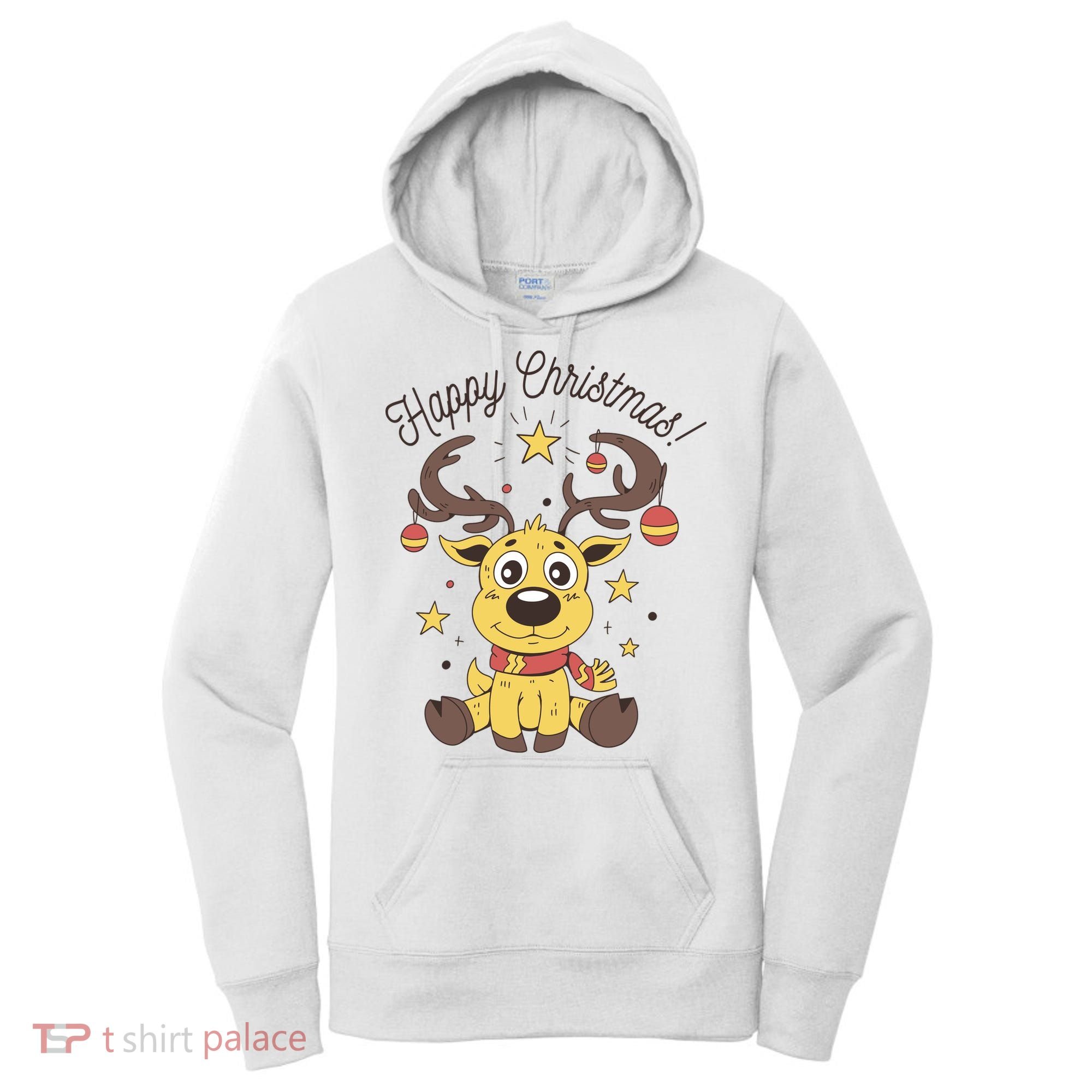 Happy Christmas Reindeer Holiday Women's Hoodie