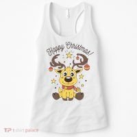 Happy Christmas Reindeer Holiday Women's Tank Top thumb 0