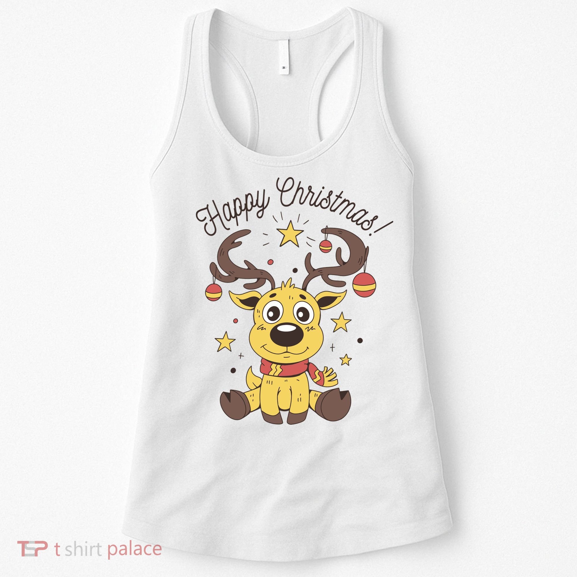 Happy Christmas Reindeer Holiday Women's Tank Top