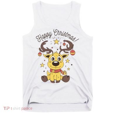 Happy Christmas Reindeer Holiday Tank Top