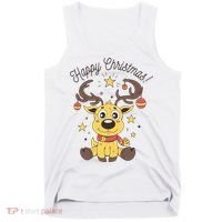 Happy Christmas Reindeer Holiday Tank Top thumb 0