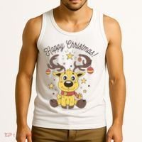 Happy Christmas Reindeer Holiday Tank Top thumb 3