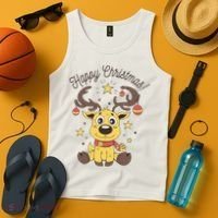 Happy Christmas Reindeer Holiday Tank Top thumb 4