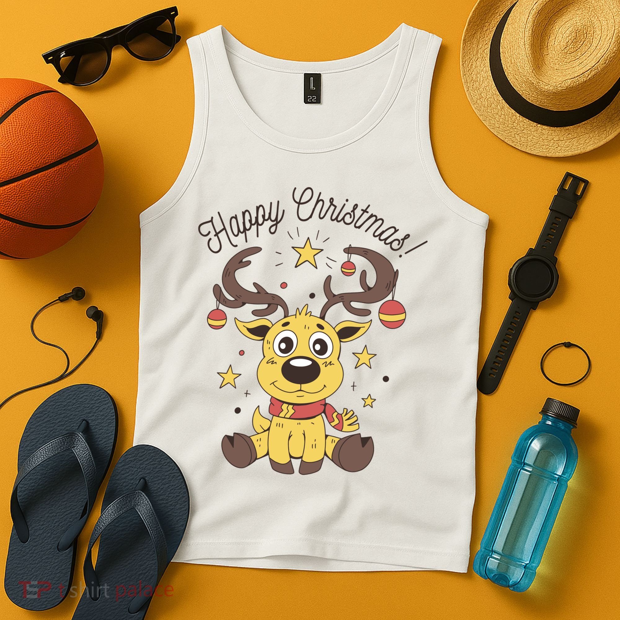 Happy Christmas Reindeer Holiday Tank Top