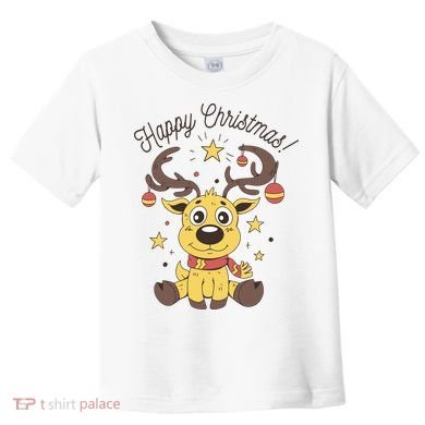 Happy Christmas Reindeer Holiday Toddler T-Shirt