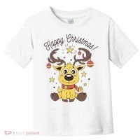 Happy Christmas Reindeer Holiday Toddler T-Shirt thumb 0