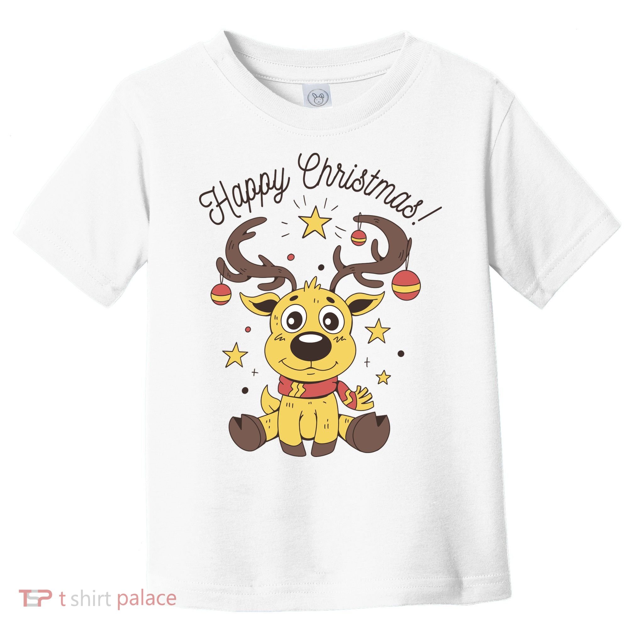 Happy Christmas Reindeer Holiday Toddler T-Shirt