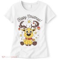 Happy Christmas Reindeer Holiday Women's T-Shirt thumb 0
