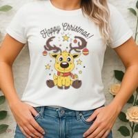 Happy Christmas Reindeer Holiday Women's T-Shirt thumb 2