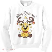 Happy Christmas Reindeer Holiday Kids Sweatshirt thumb 0