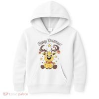 Happy Christmas Reindeer Holiday Kids Hoodie thumb 0