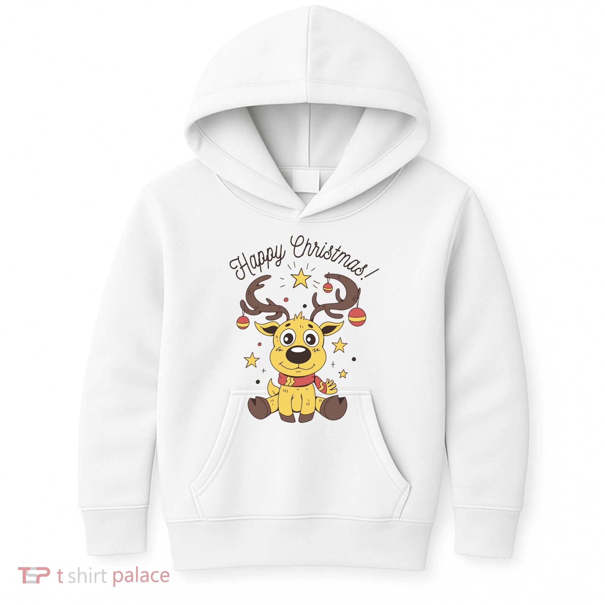 Happy Christmas Reindeer Holiday Kids Hoodie
