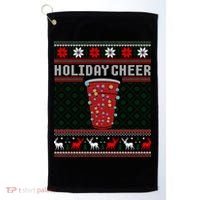 Holiday Cheer Red Solo Cup Christmas Beer Pong Ugly Sweater Gift Golf Towel thumb 0