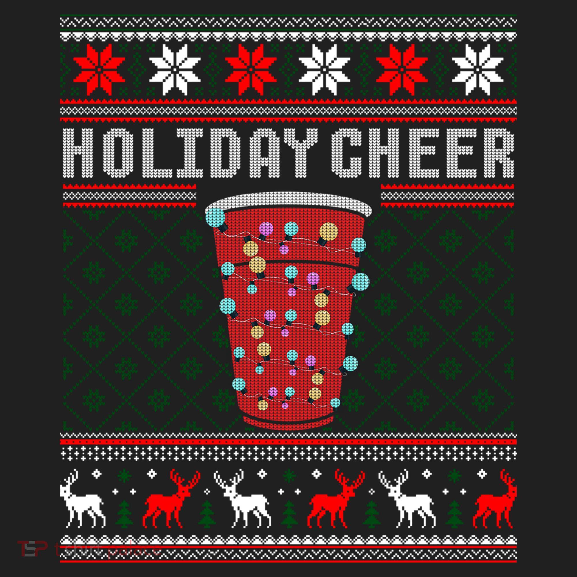 Holiday Cheer Red Solo Cup Christmas Beer Pong Ugly Sweater Gift Golf Towel