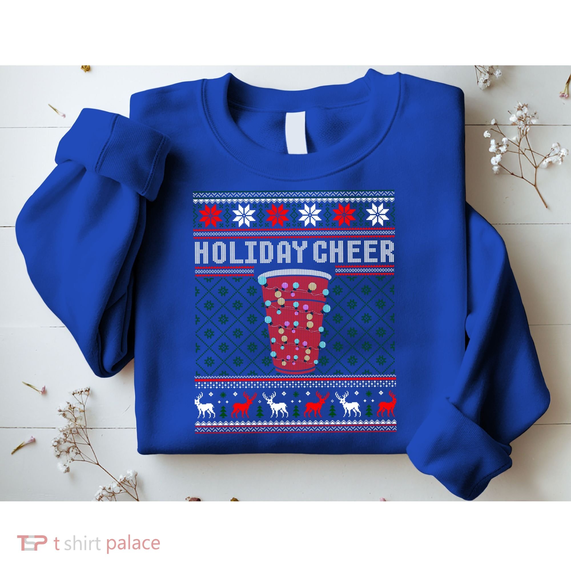Holiday Cheer Red Solo Cup Christmas Beer Pong Ugly Sweater Gift Sweatshirt