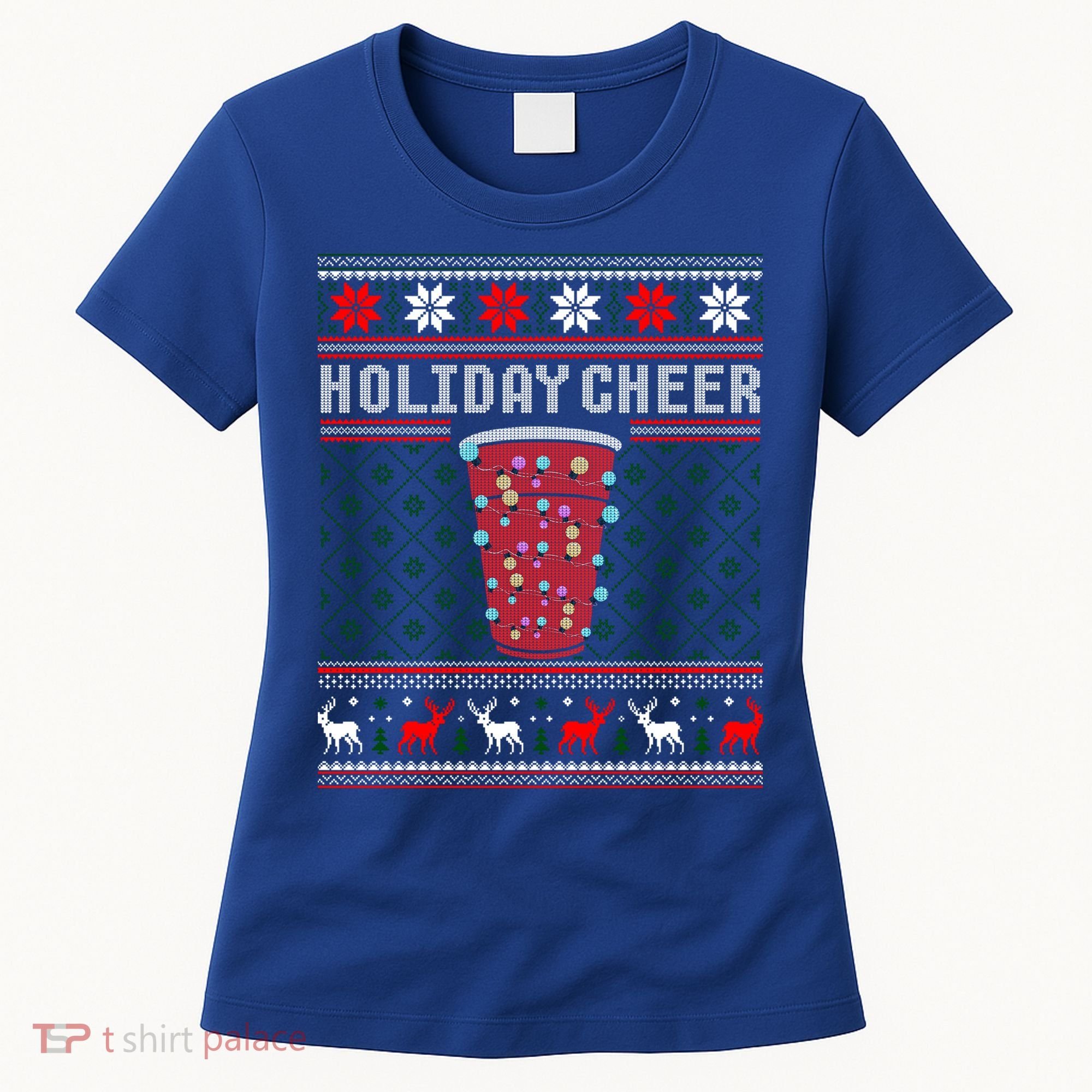 Holiday Cheer Red Solo Cup Christmas Beer Pong Ugly Sweater Gift Women's T-Shirt