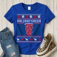 Holiday Cheer Red Solo Cup Christmas Beer Pong Ugly Sweater Gift Women's T-Shirt thumb 3