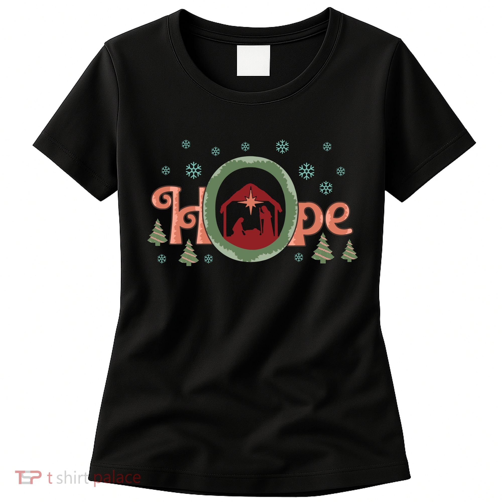 Hope Christian Retro Christmas Religious Faith Bible Verses Graphic Plus Size Women's T-Shirt