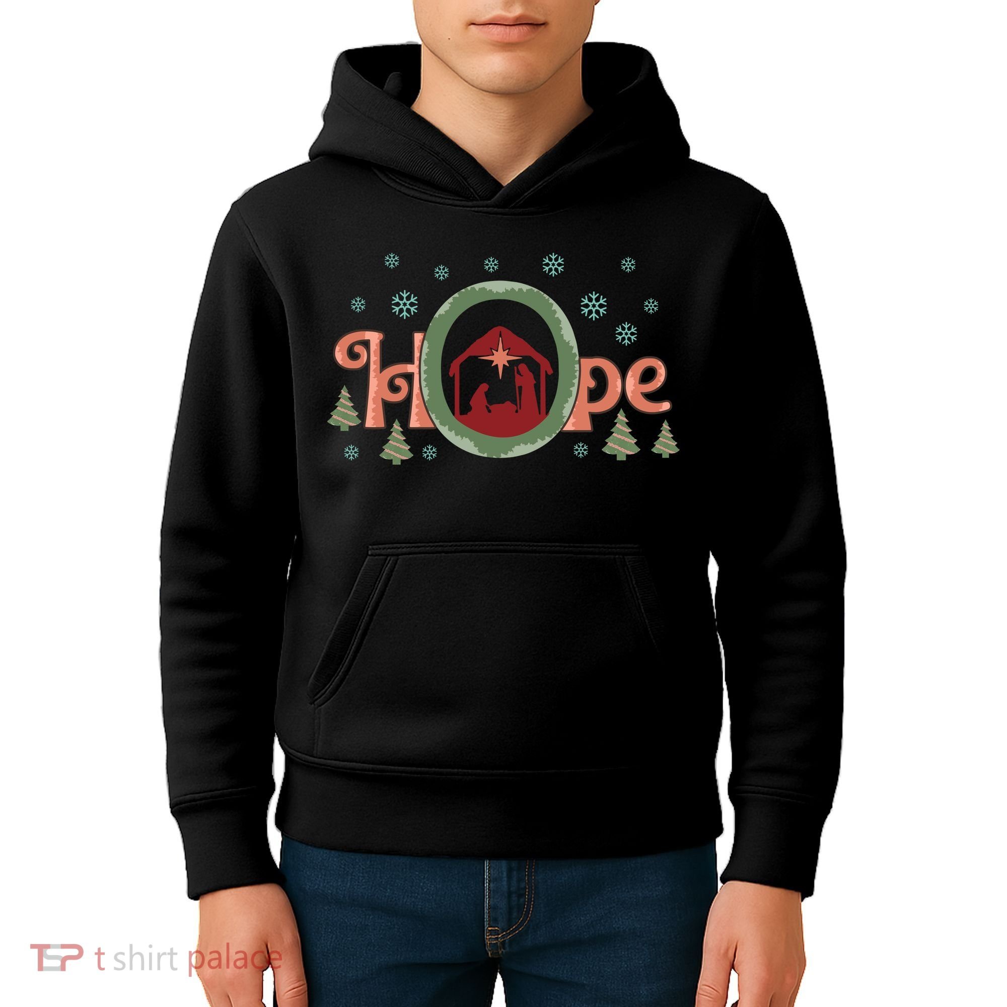 Hope Christian Retro Christmas Religious Faith Bible Verses Graphic Plus Size Kids Hoodie